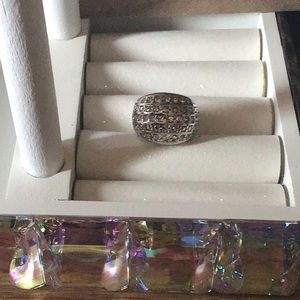 Vintage Manchester jewelers silver pave ring